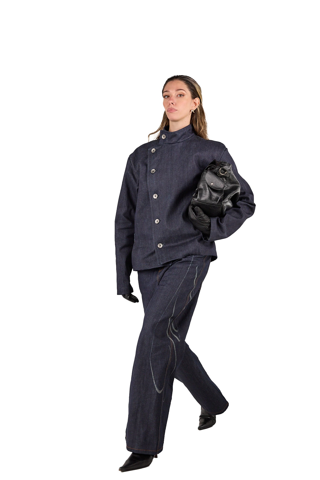 Laser raw denim bootcut