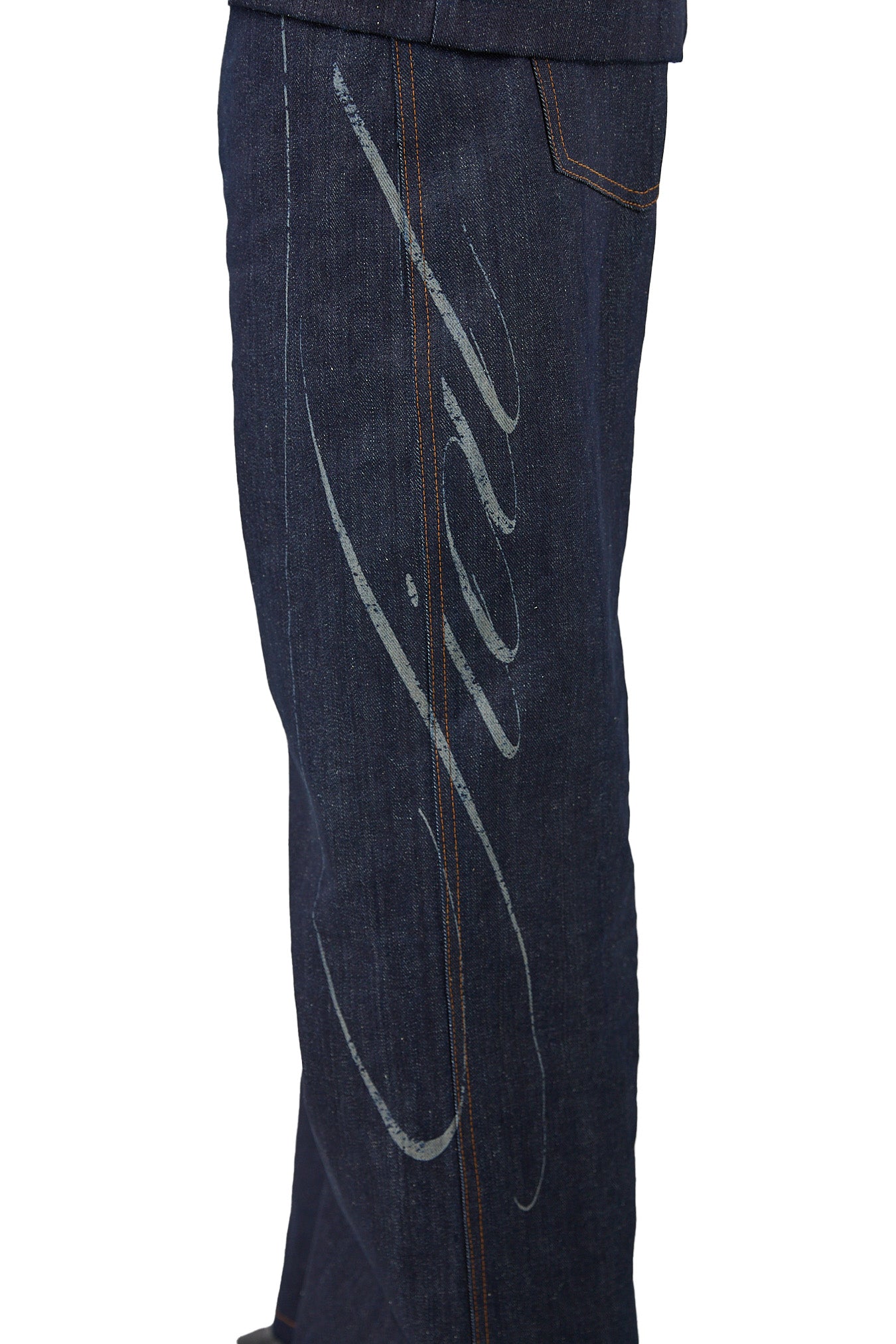 Laser raw denim bootcut