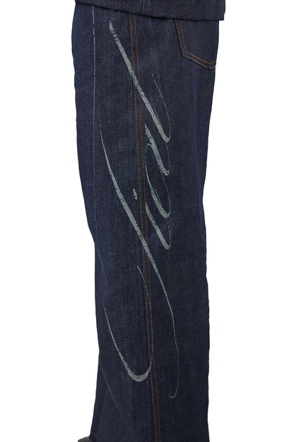 Laser raw denim bootcut