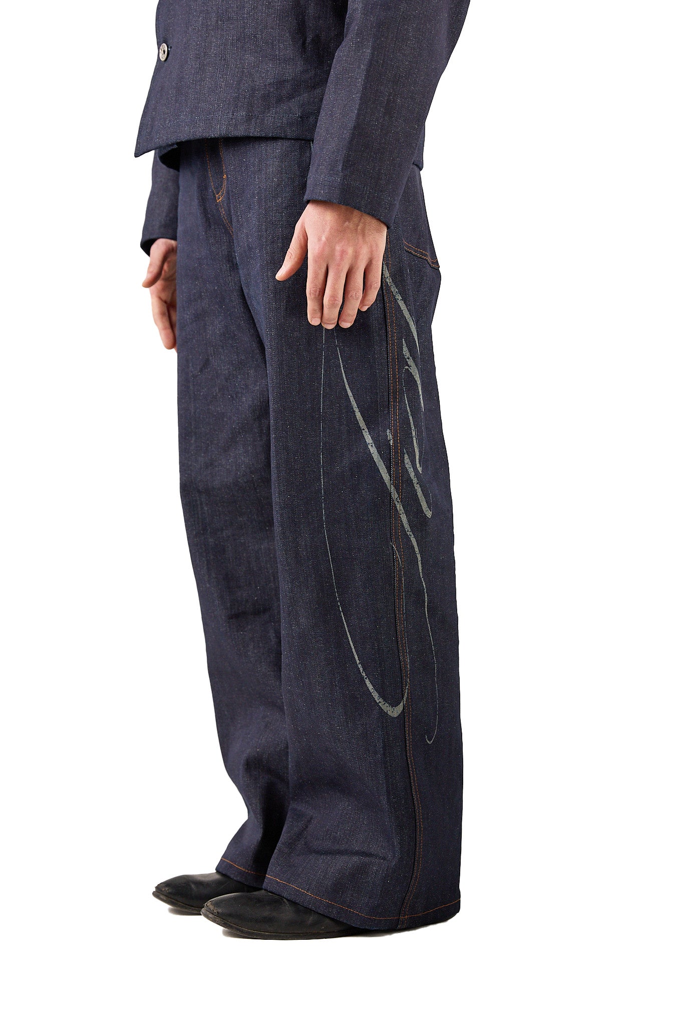 Laser raw denim bootcut