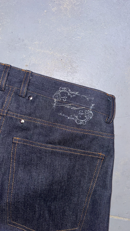 Laser raw denim bootcut