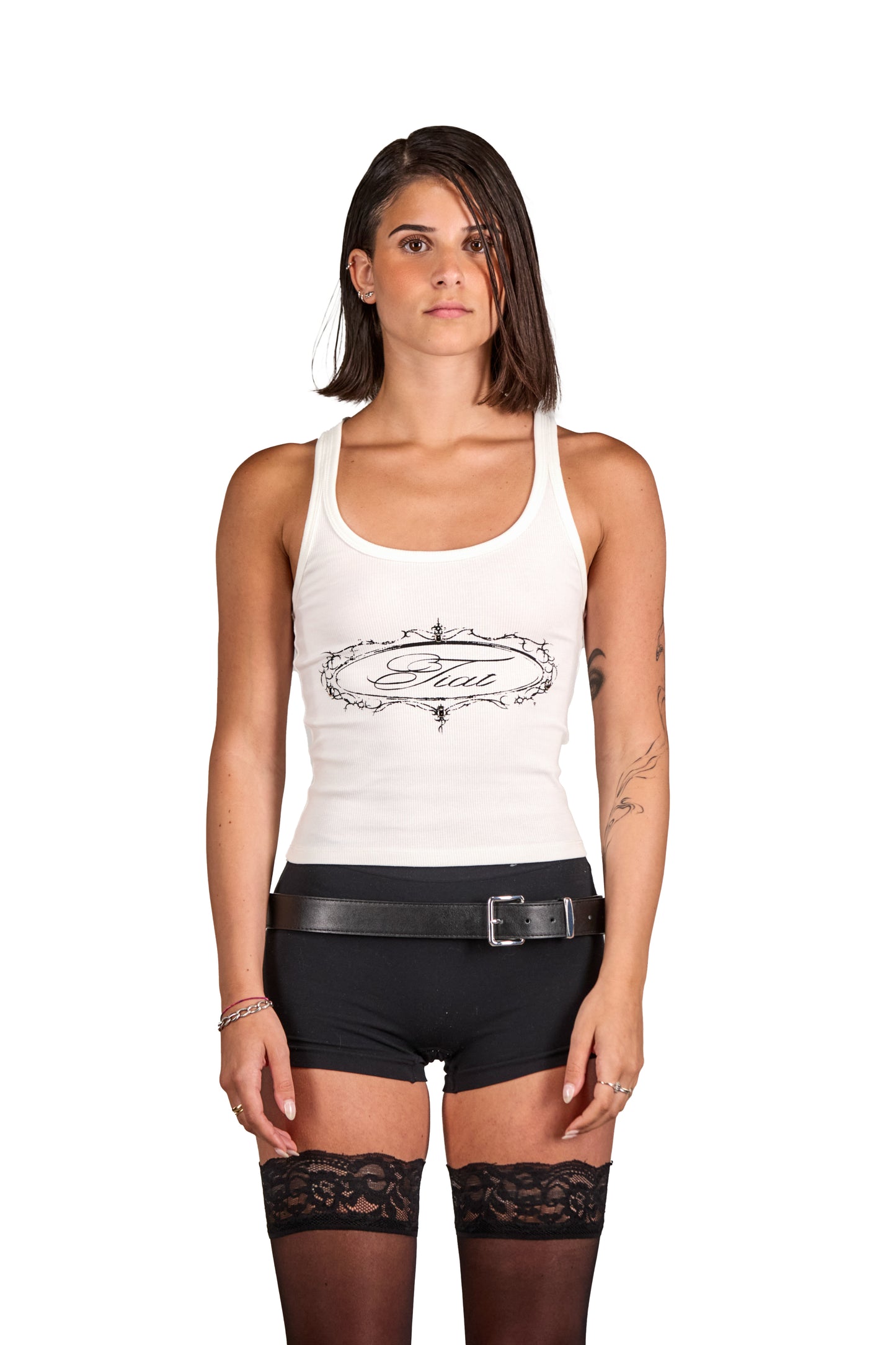 Alchemical Sigil studded tank top white