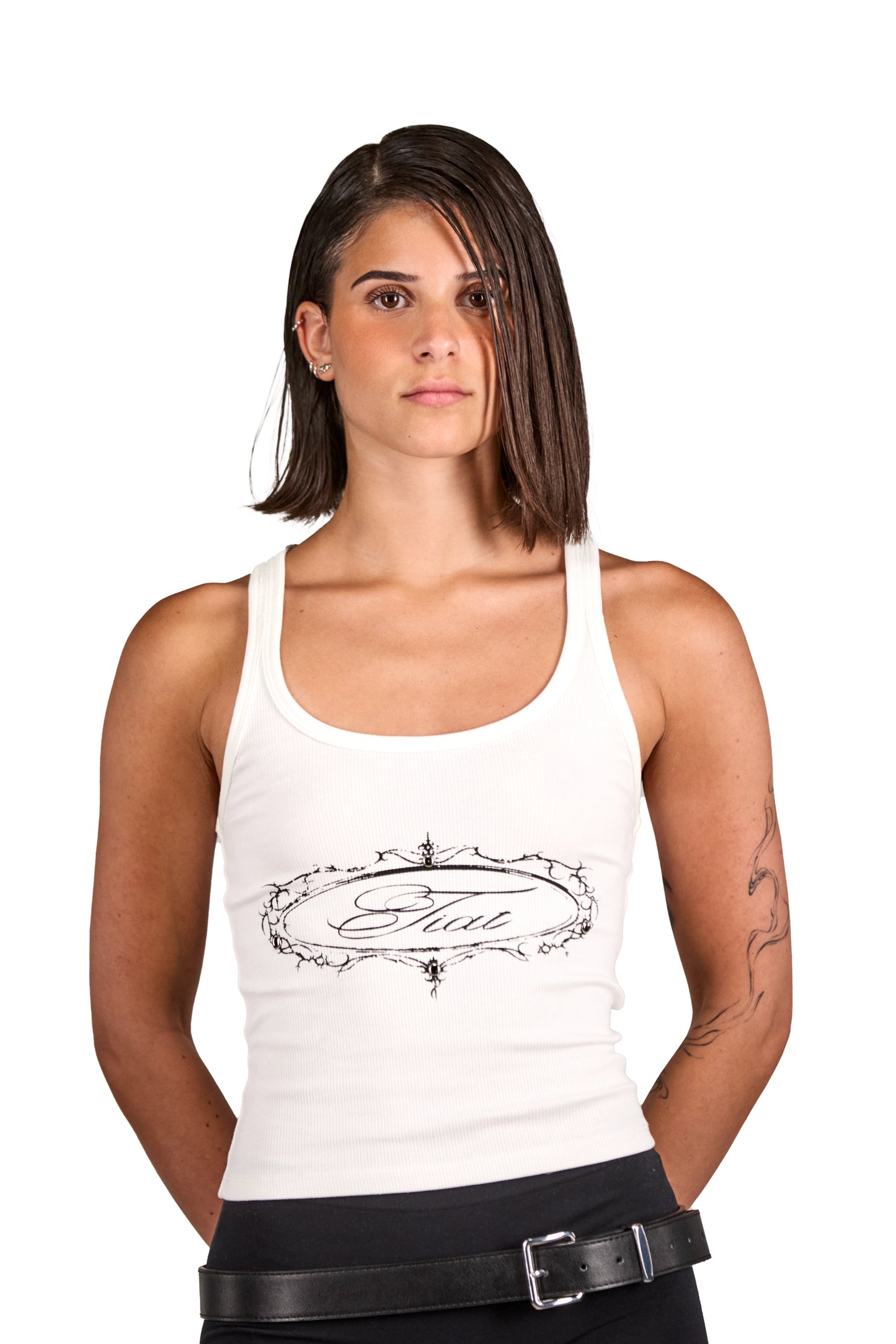 Alchemical Sigil studded tank top white