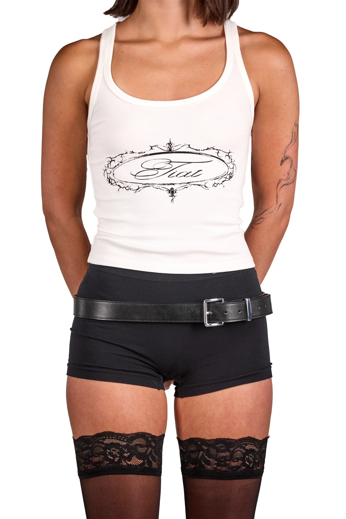Alchemical Sigil studded tank top white