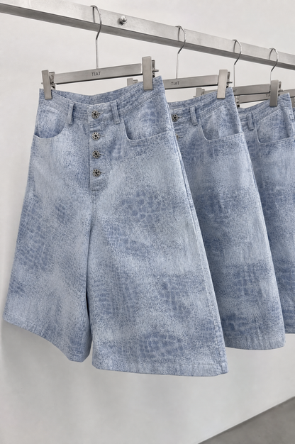 Laser denim jorts