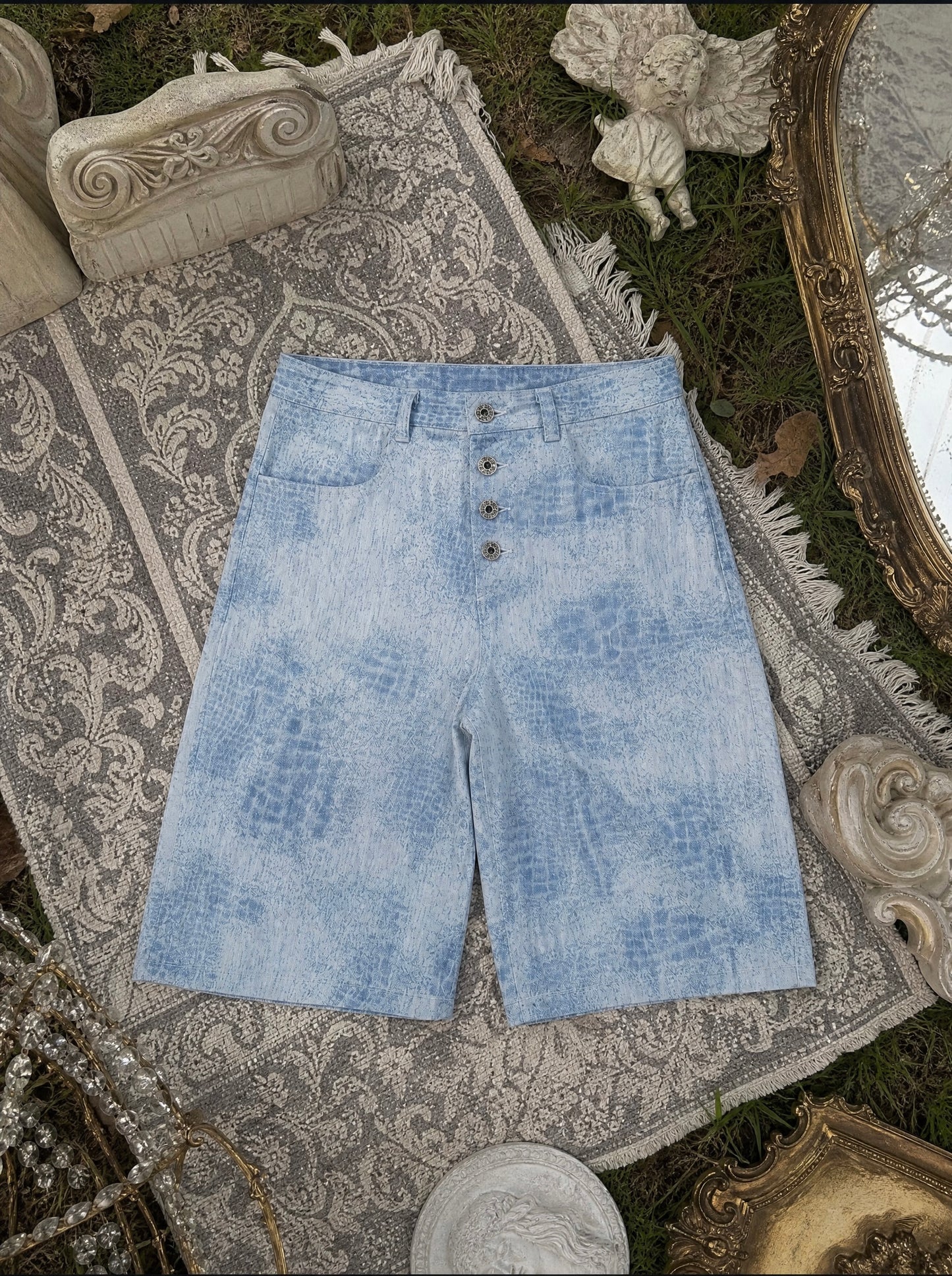 Laser denim jorts